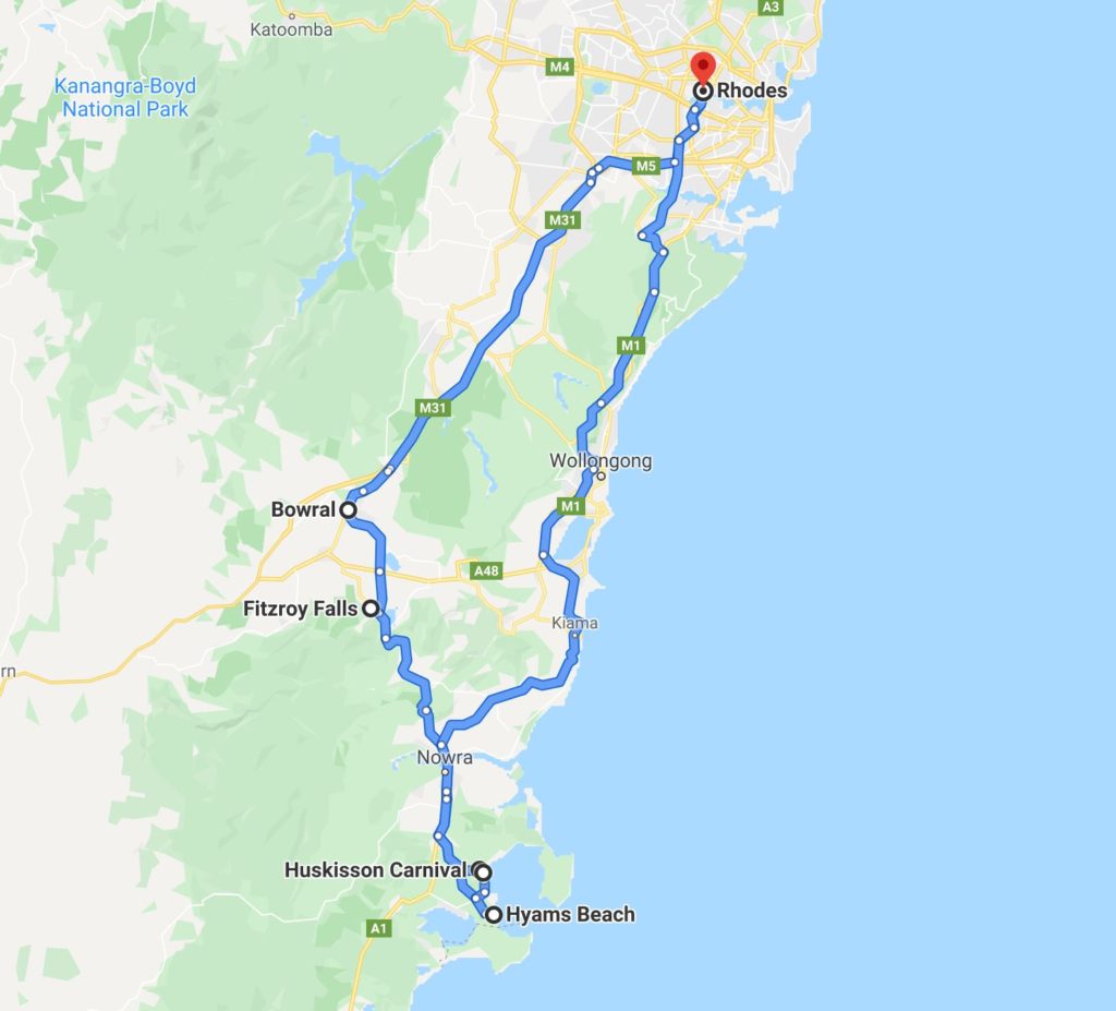 Itinerary on the map